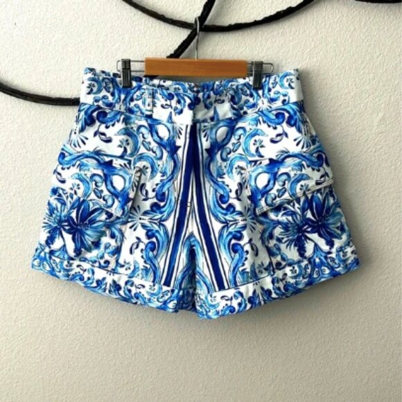 Farm Rio garden tiles plaid shorts size 30